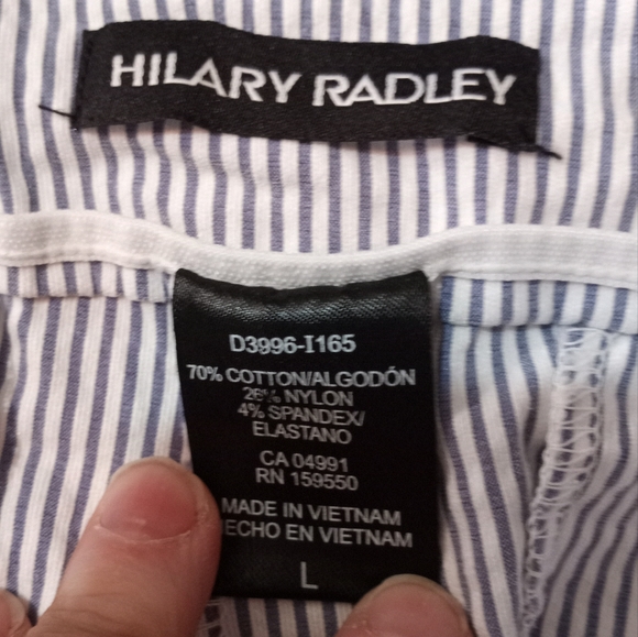 Hilary Radley Blue & White Stripe Seersucker Pants Pull On Crop L - Picture 4 of 10